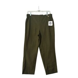 NWT Anne Klein Womens Slim Ankle Pants Elastic Waistband Hunter Green Casual M